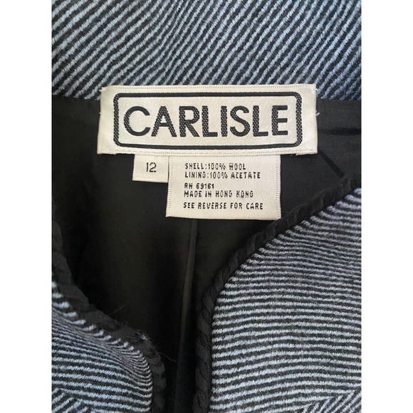 Vintage Carlisle Blazer Jacket Blue Black Wool Three Button Long Sleeve … - Picture 7 of 7